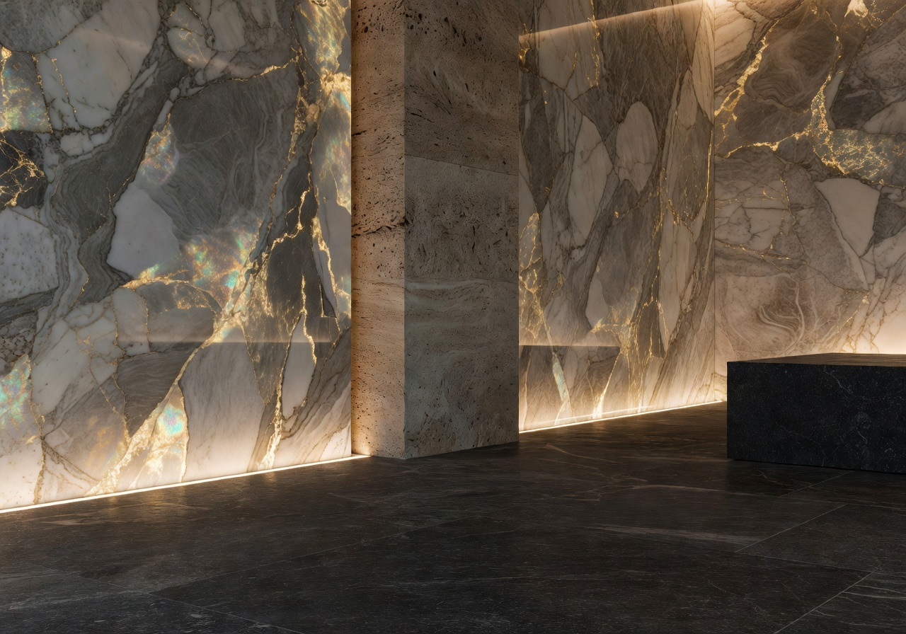Ambient lighting over luxury stone textures