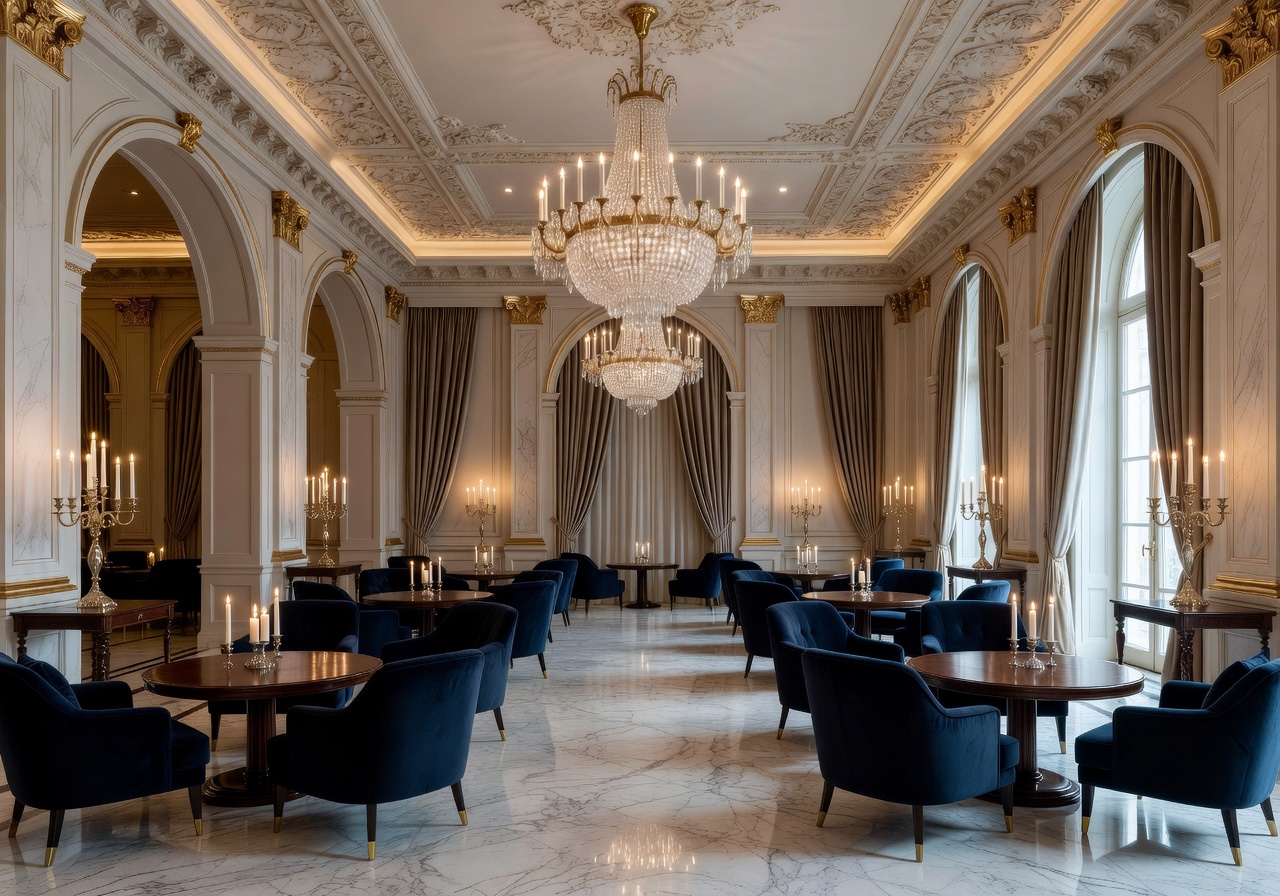 Elegant details of a luxury venue interior